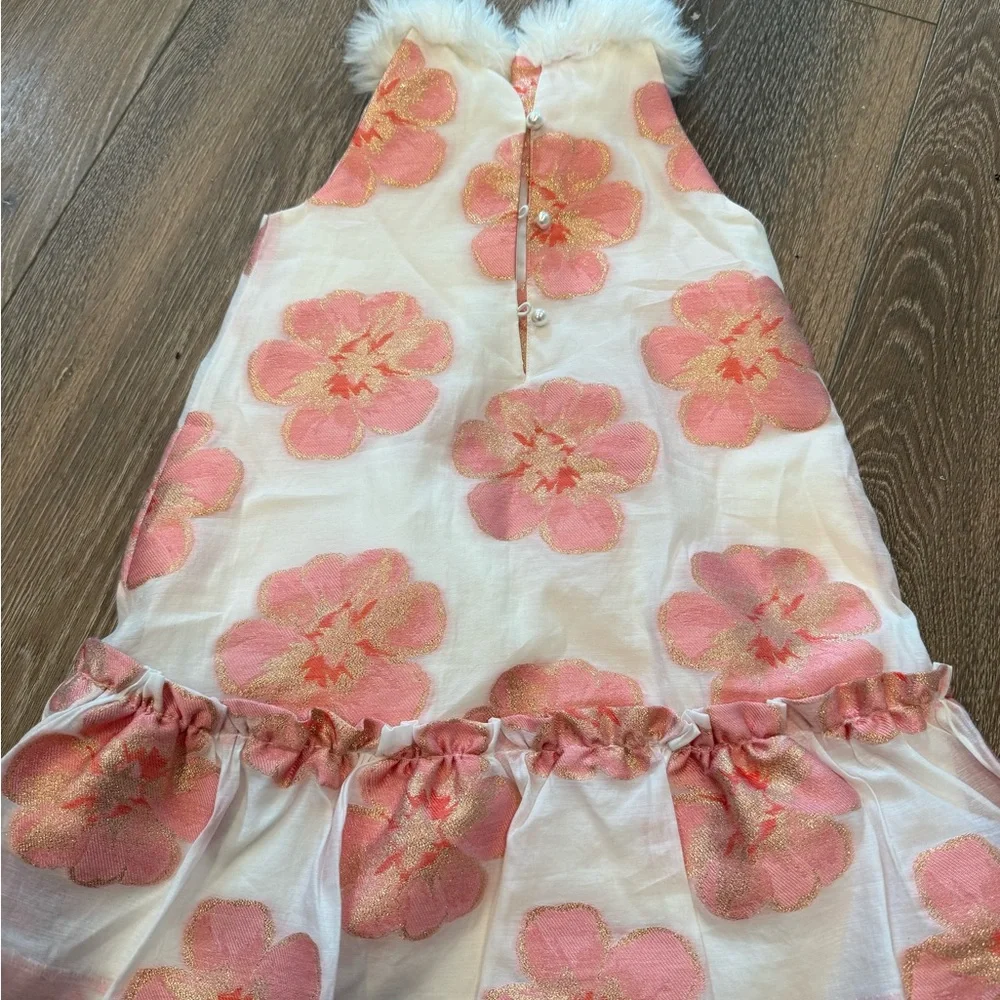 Janie and Jack floral gold dress 4T‎ ‘Cue the Coral’ winter I